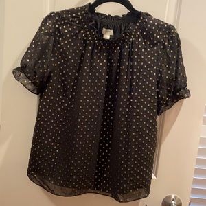 J crew polyester blouse with gold embellishment